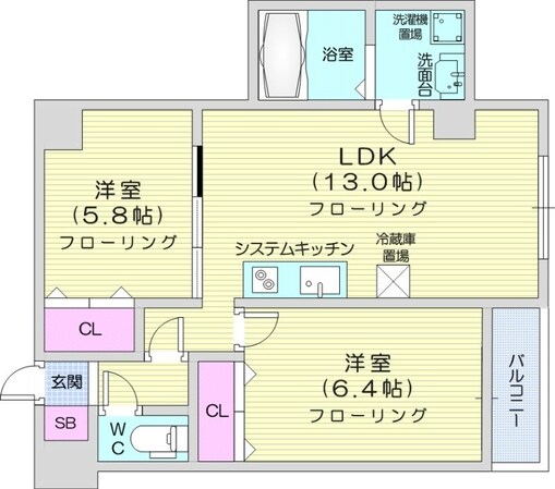 東区役所前駅 徒歩13分 5階の物件間取画像